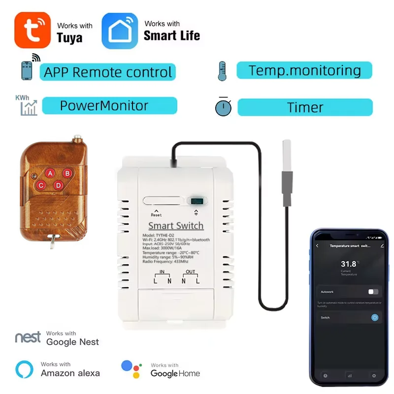 Aquarium Fish Store - Tuya Wifi 16A/20A Smart Temperature Humidity